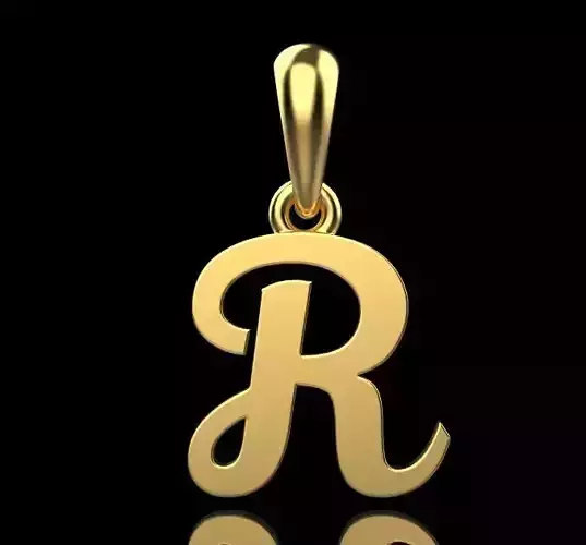 gold pendant ALPHABET LETTER R 3D print model