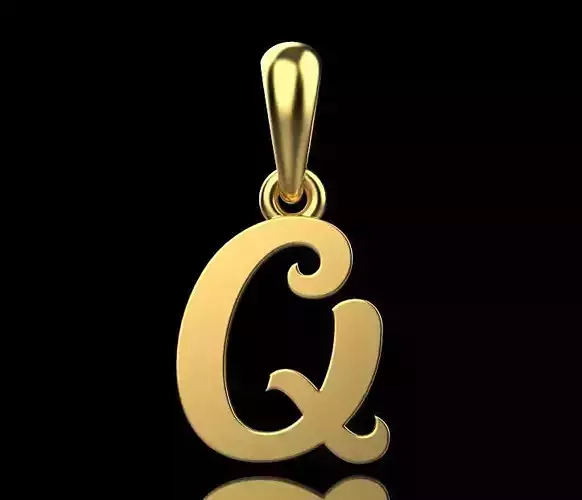 gold pendant ALPHABET LETTER Q 3D print model