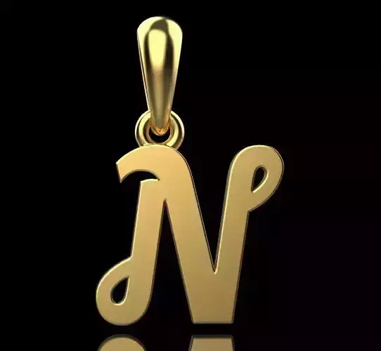 gold pendant ALPHABET LETTER N 3D print model