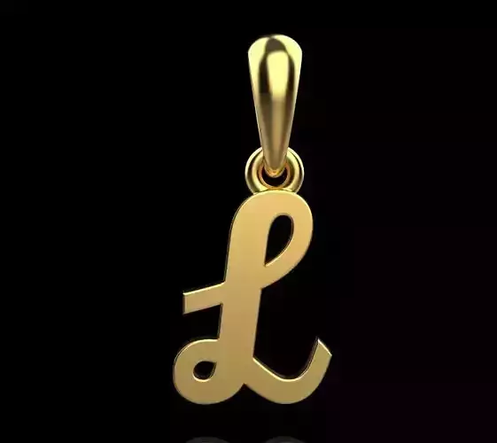 gold pendant ALPHABET LETTER L 3D print model