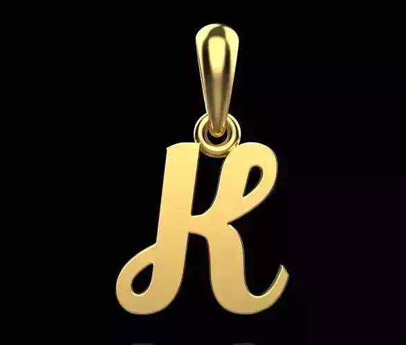 gold pendant ALPHABET LETTER K 3D print model