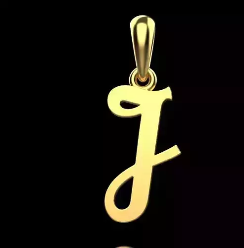 gold pendant ALPHABET LETTER J 3D print model