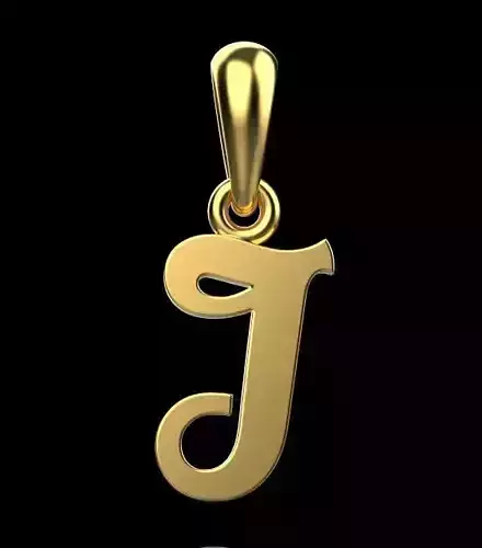 gold pendant ALPHABET LETTER I 3D print model
