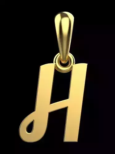 gold pendant ALPHABET LETTER H 3D print model