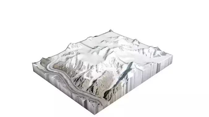 Ghent Kangri Mountain Low-poly 3D model Ghent Kangri Mountain Low-poly 3D model