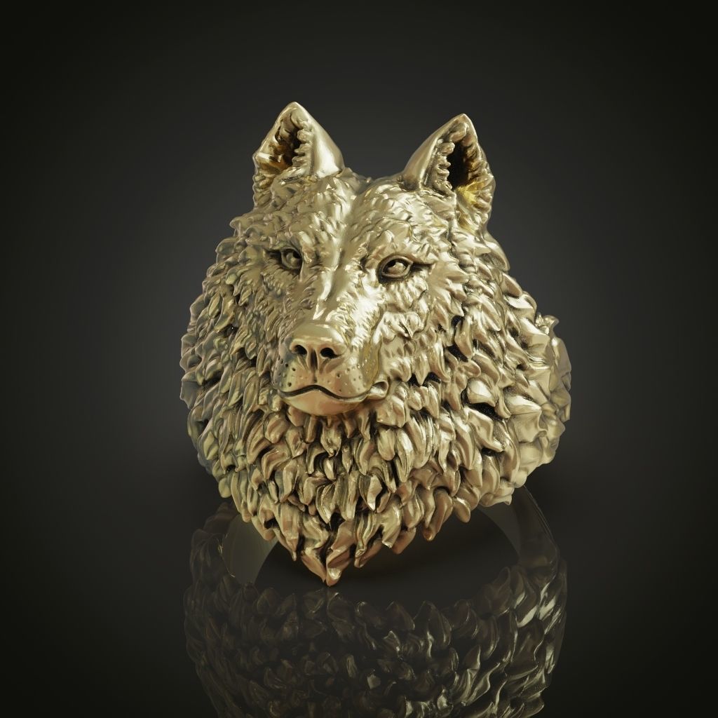 Wolf head ring mens womens  3D print model_3
