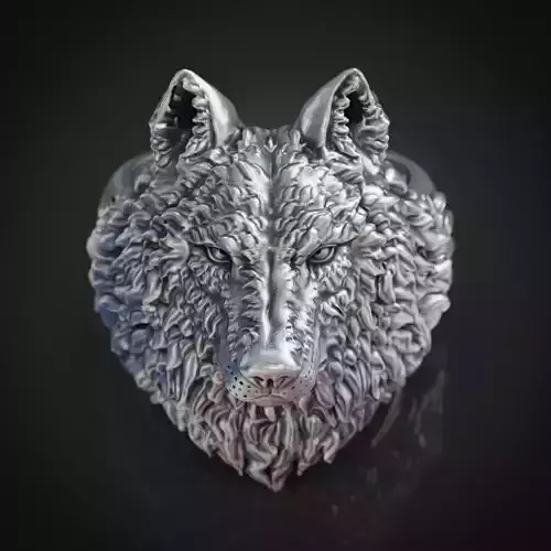 Wolf head ring mens womens  3D print model