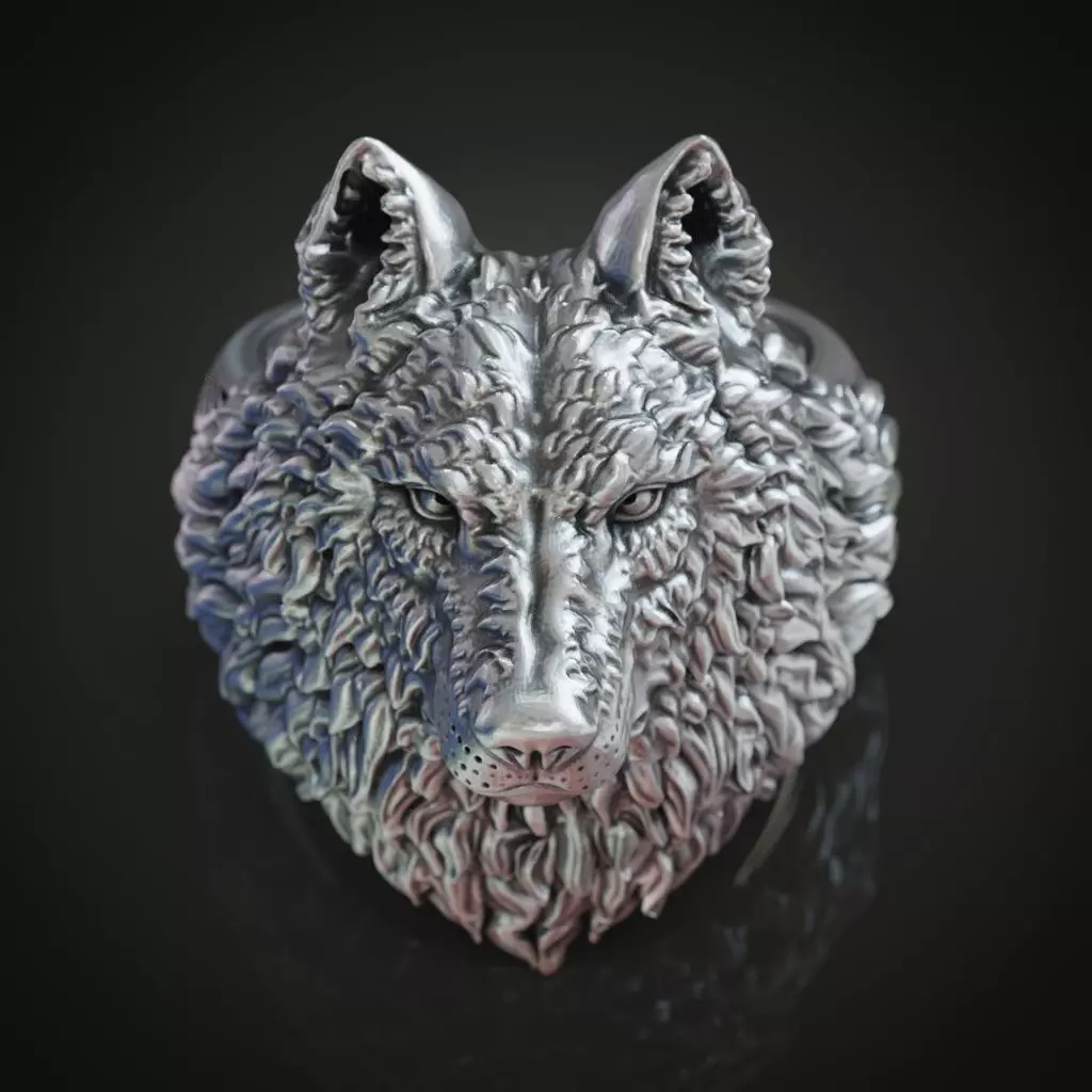 Wolf head ring mens womens  3D print model_0
