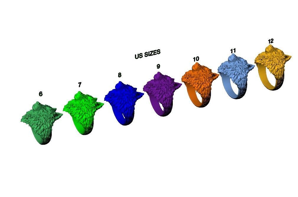 Wolf head ring mens womens  3D print model_10