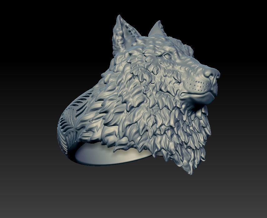 Wolf head ring mens womens  3D print model_8