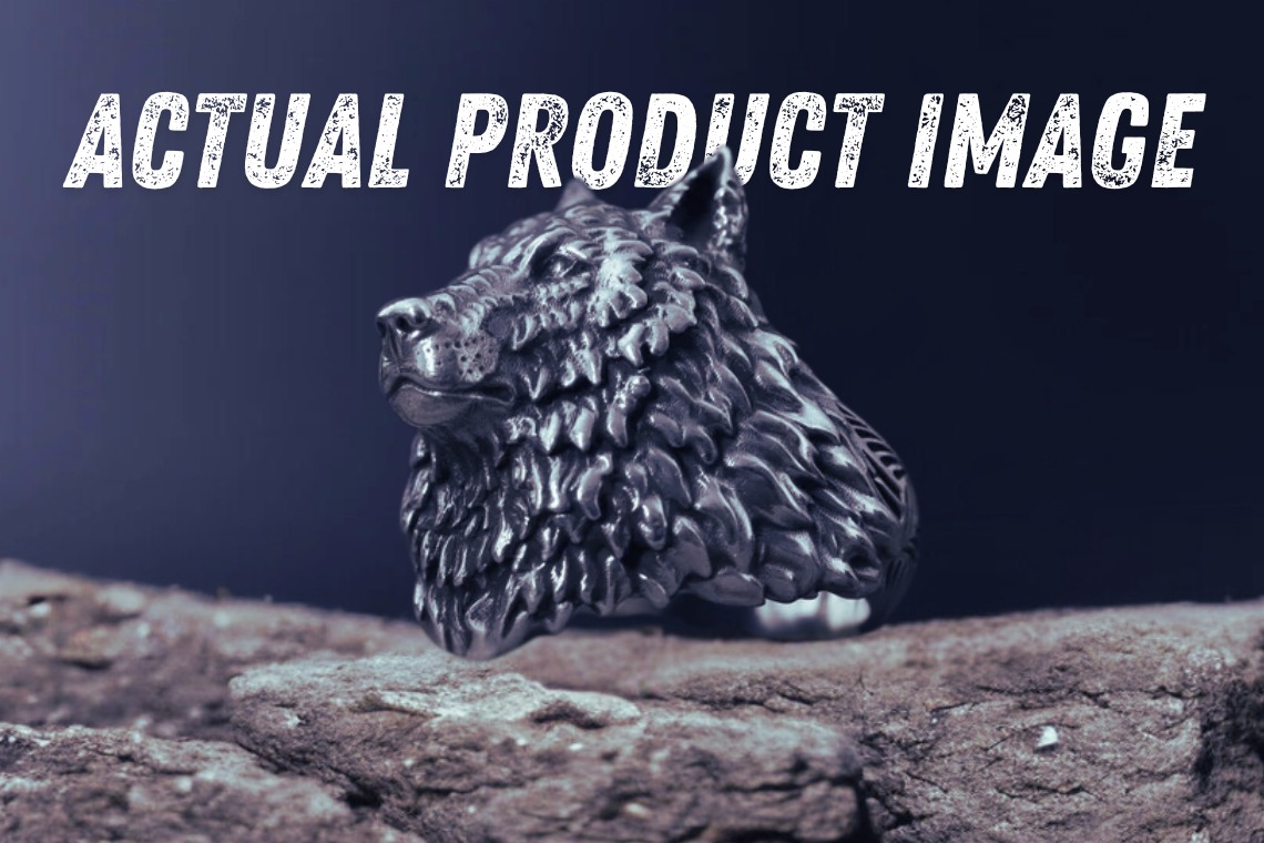 Wolf head ring mens womens  3D print model_9