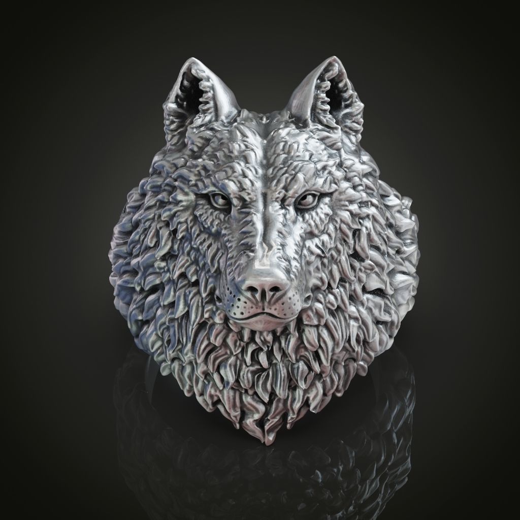 Wolf head ring mens womens  3D print model_1