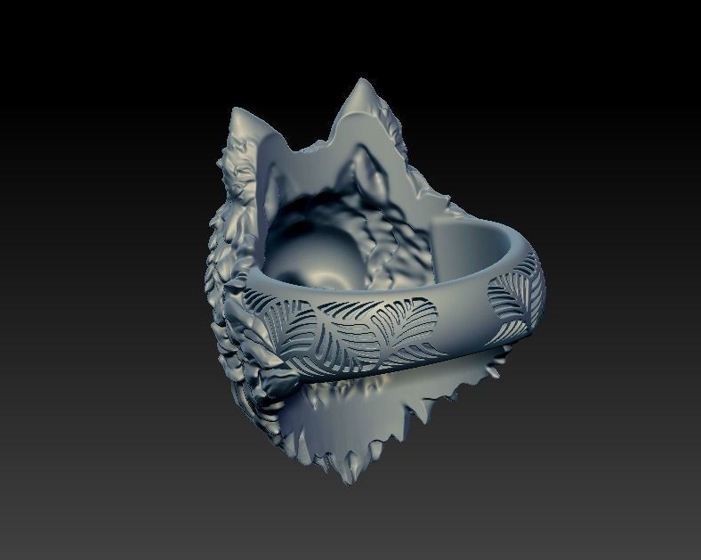 Wolf head ring mens womens  3D print model_7