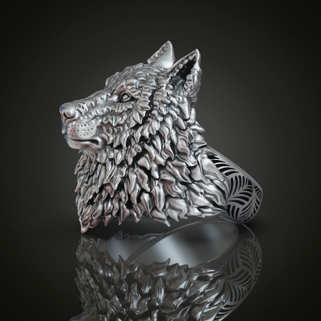 Wolf head ring mens womens  3D print model_2