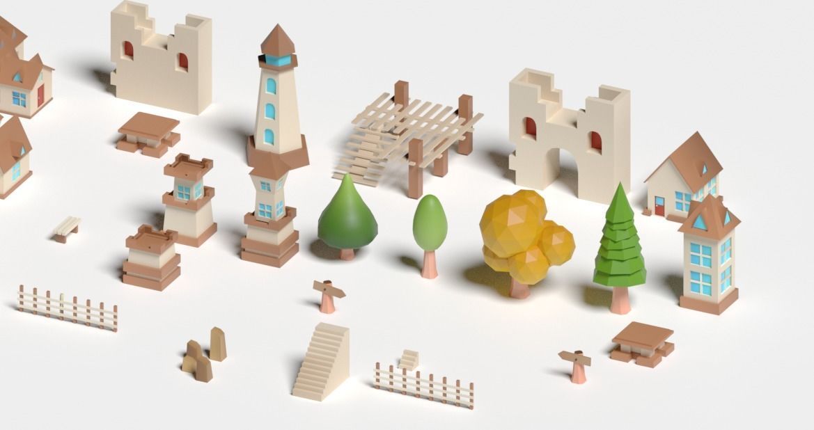  Medival Pack City Low-poly 3D model_2