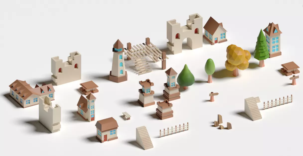  Medival Pack City Low-poly 3D model_0