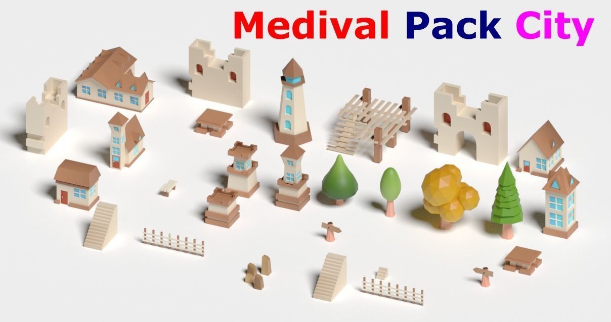  Medival Pack City Low-poly 3D model_1
