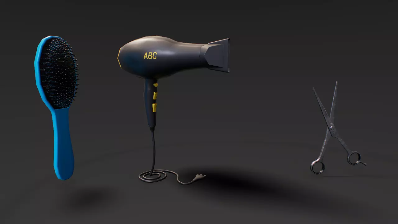 Barber Tool Low-poly 3D model_0