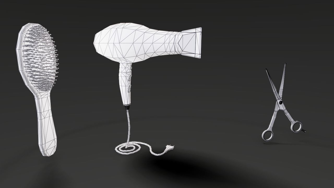 Barber Tool Low-poly 3D model_2