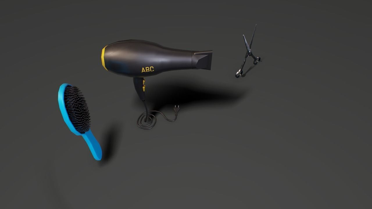 Barber Tool Low-poly 3D model_1