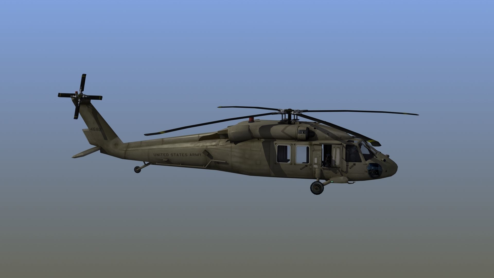 UH60 Blackhawk Helicopter Low-poly 3D model_8