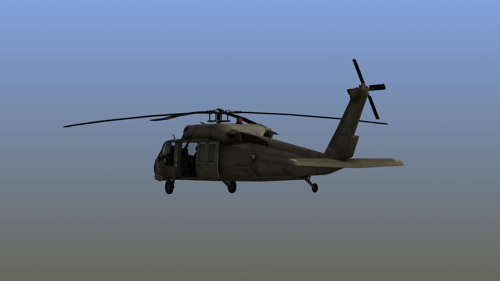 UH60 Blackhawk Helicopter Low-poly 3D model_6