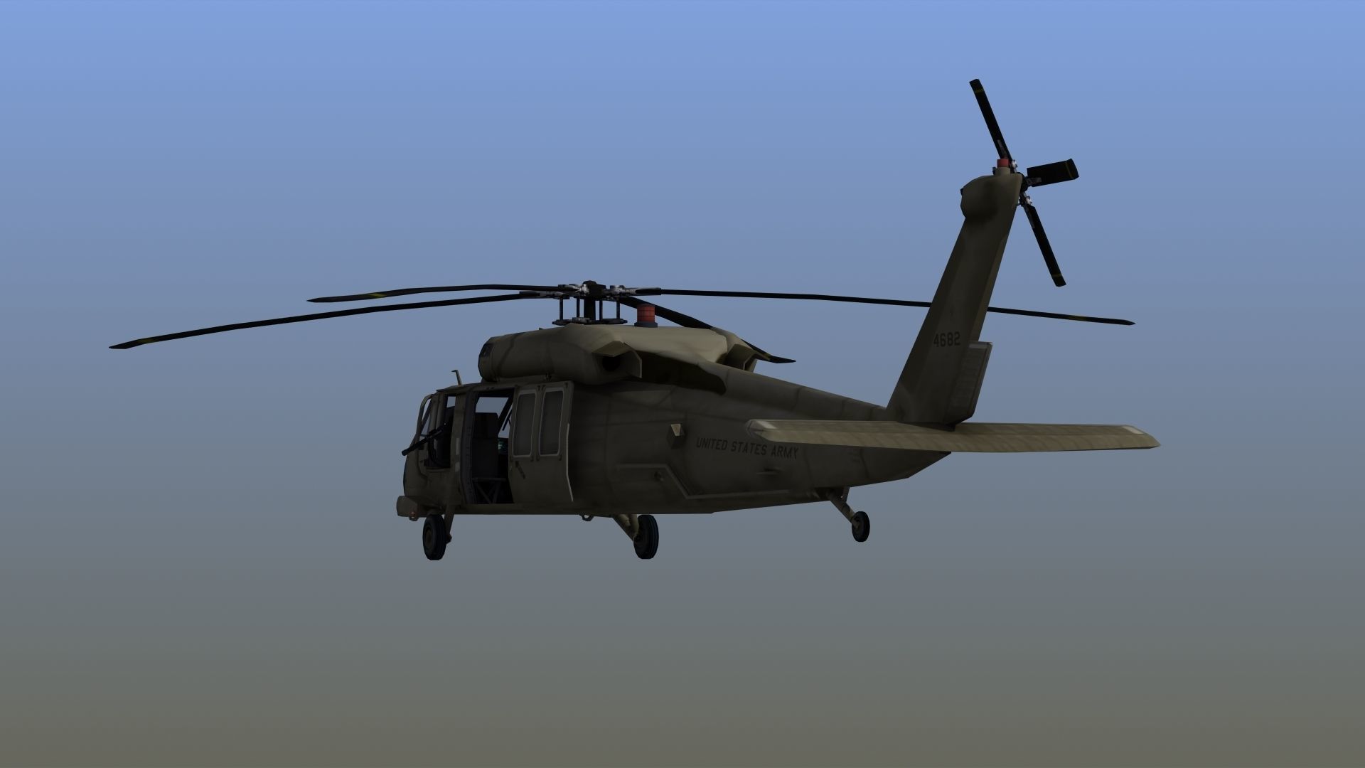UH60 Blackhawk Helicopter Low-poly 3D model_4