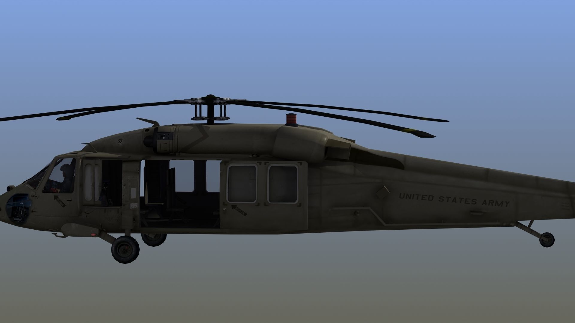 UH60 Blackhawk Helicopter Low-poly 3D model_3