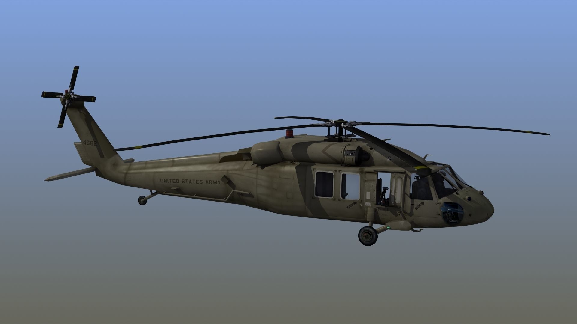 UH60 Blackhawk Helicopter Low-poly 3D model_7