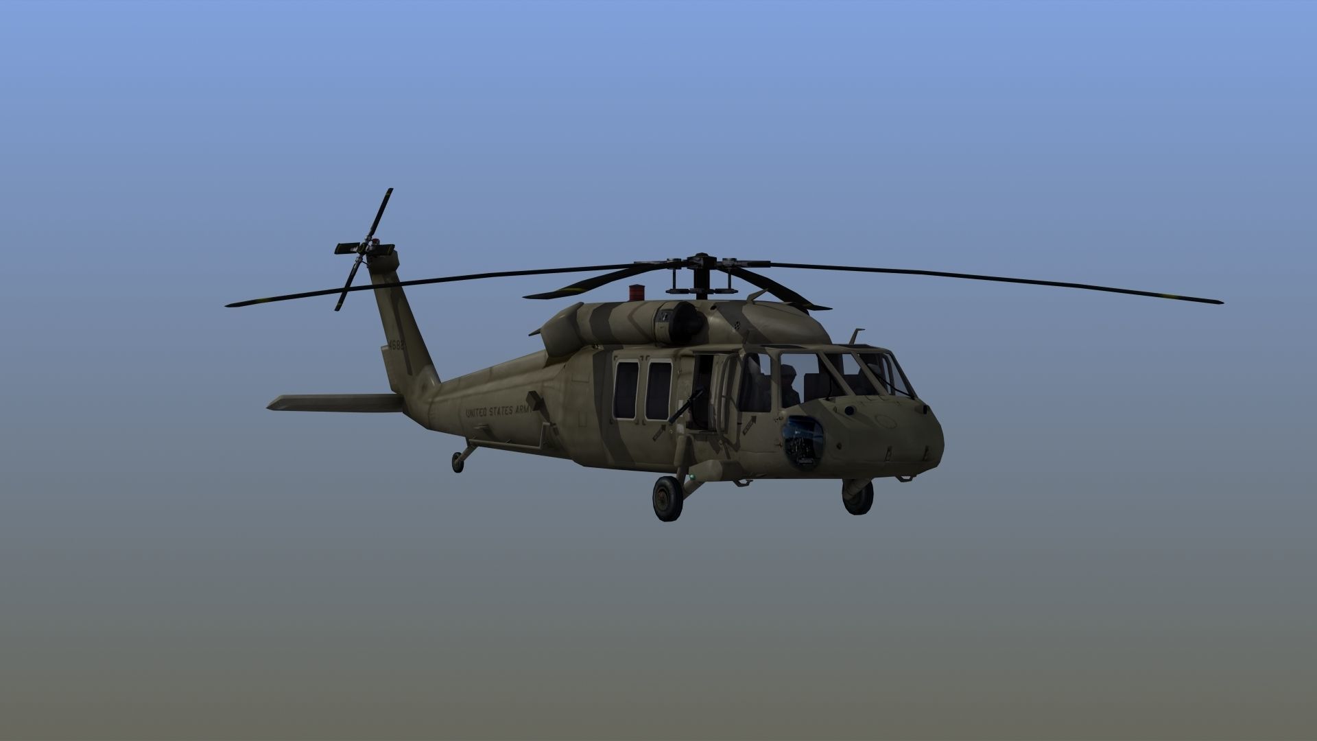 UH60 Blackhawk Helicopter Low-poly 3D model_11