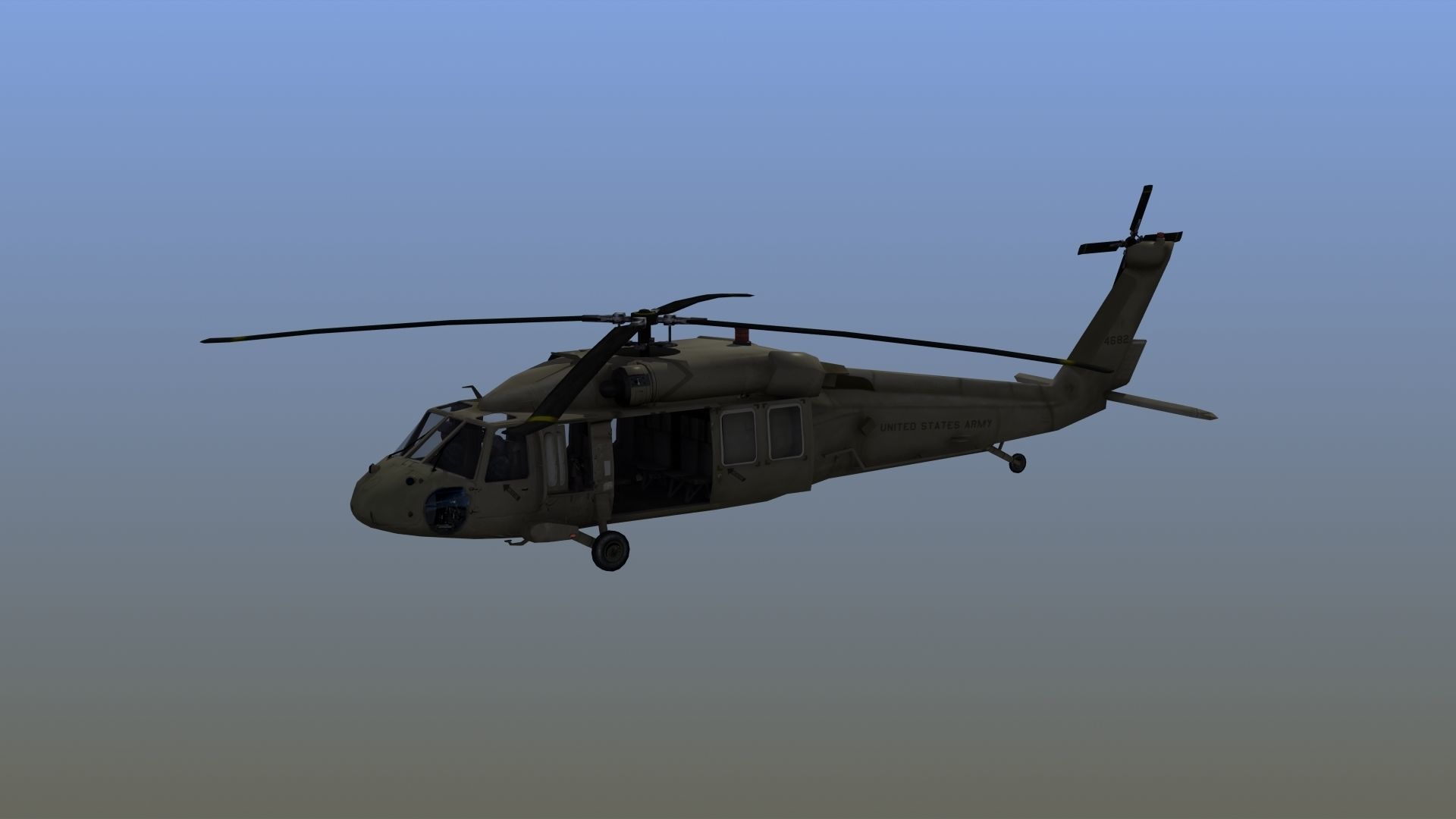 UH60 Blackhawk Helicopter Low-poly 3D model_2