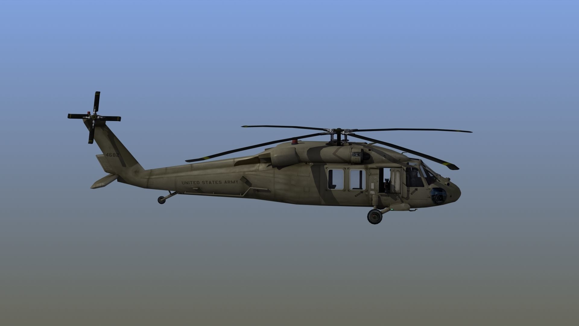 UH60 Blackhawk Helicopter Low-poly 3D model_9