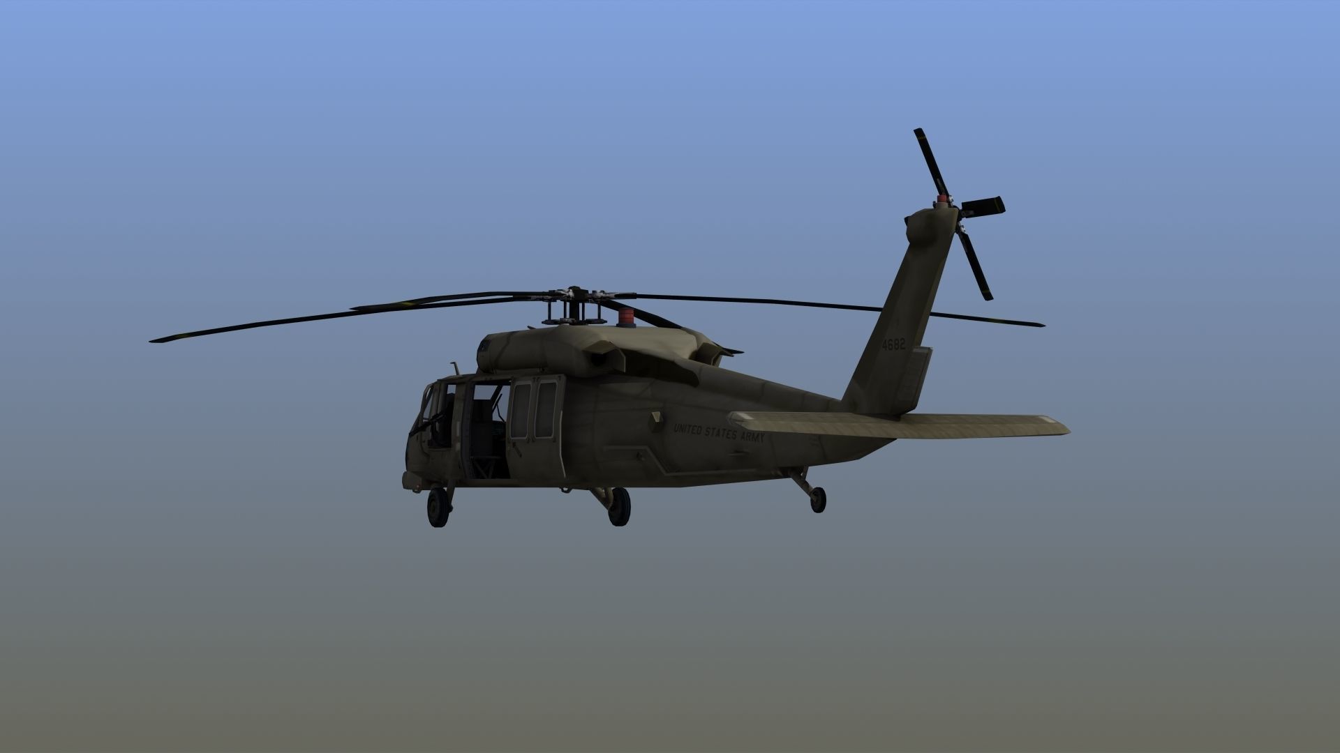 UH60 Blackhawk Helicopter Low-poly 3D model_5