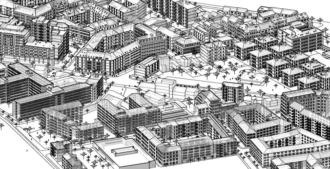 Exterior 5-model of City for background design and city design