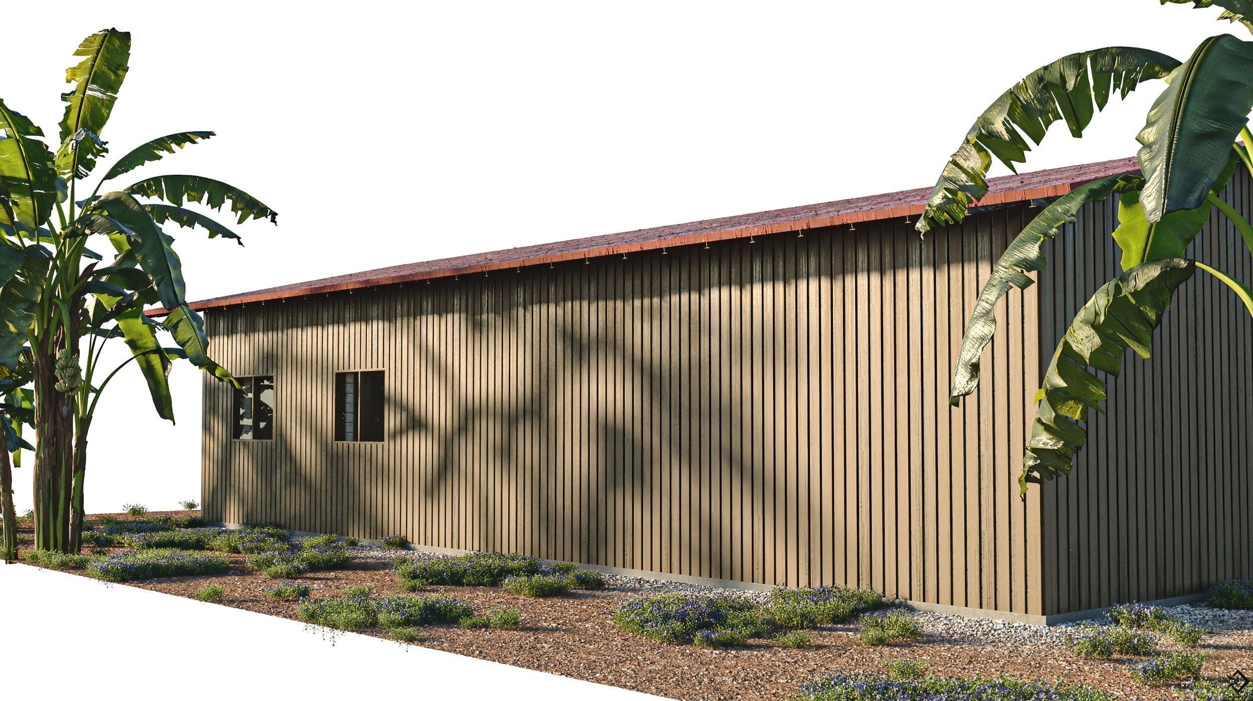 Army Barracks Low-poly 3D model_3