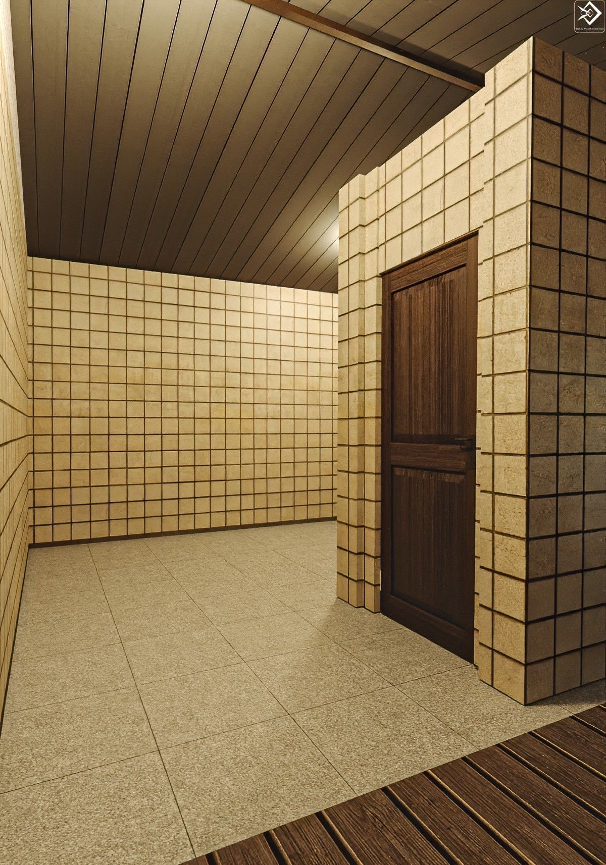 Army Barracks Low-poly 3D model_7