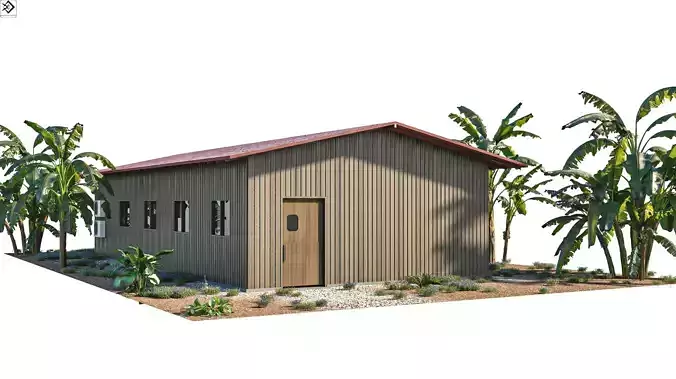 Army Barracks Low-poly 3D model