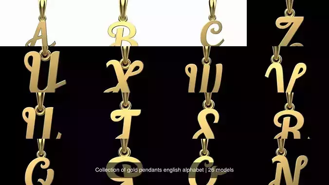 Collection of gold pendants english alphabet