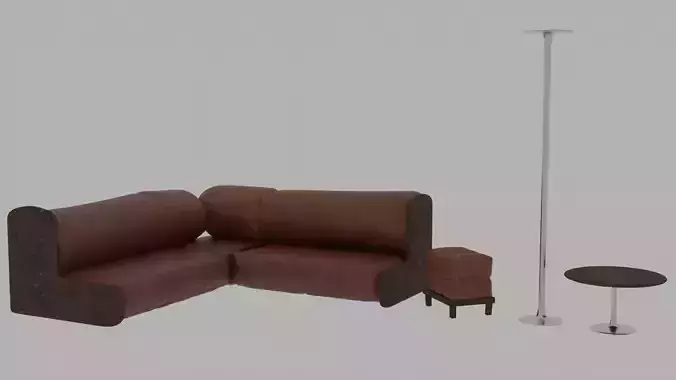Leather sofa with ottoman