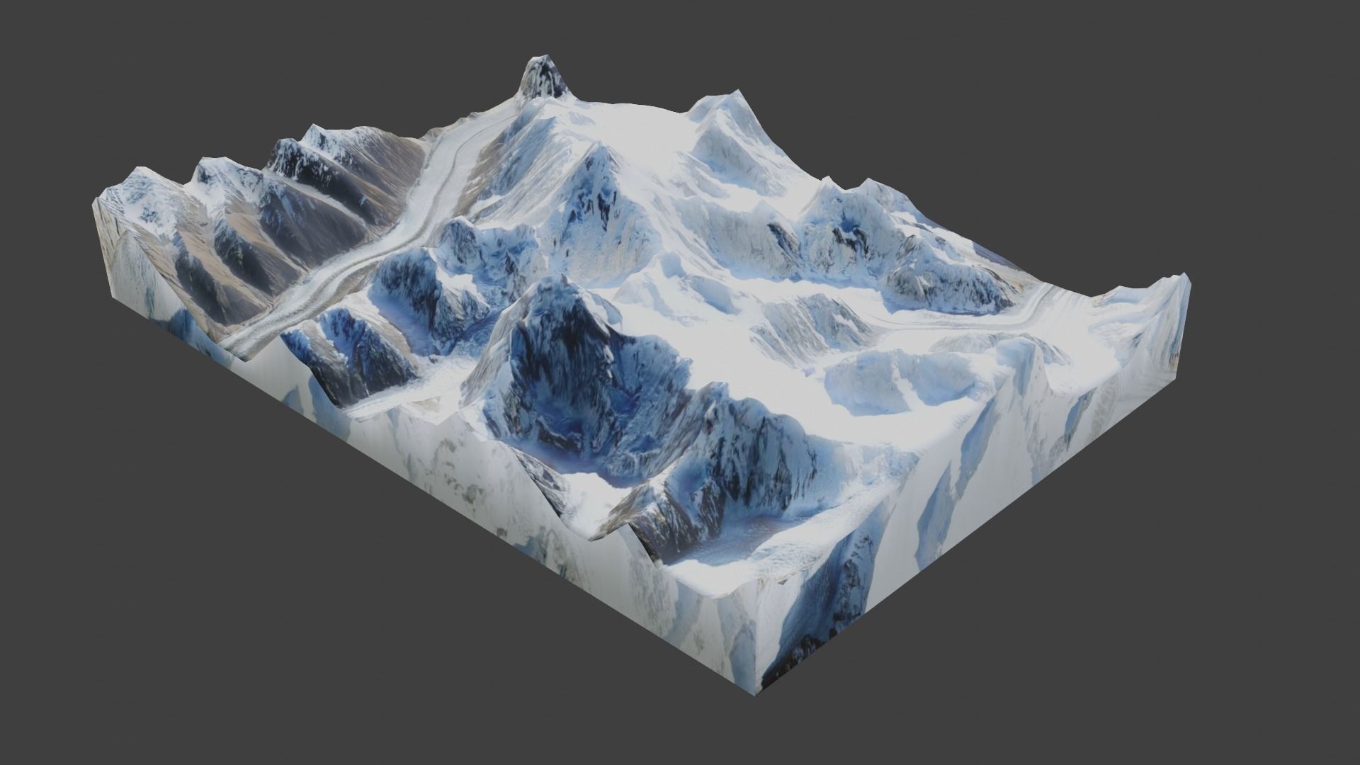 Kanjut Sar Mountain Low-poly 3D model_1