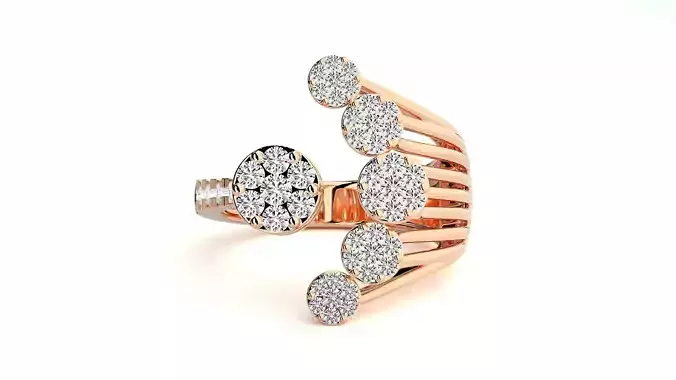 Italian Flower High Jewelry Cocktail Ring 3dm stl renders