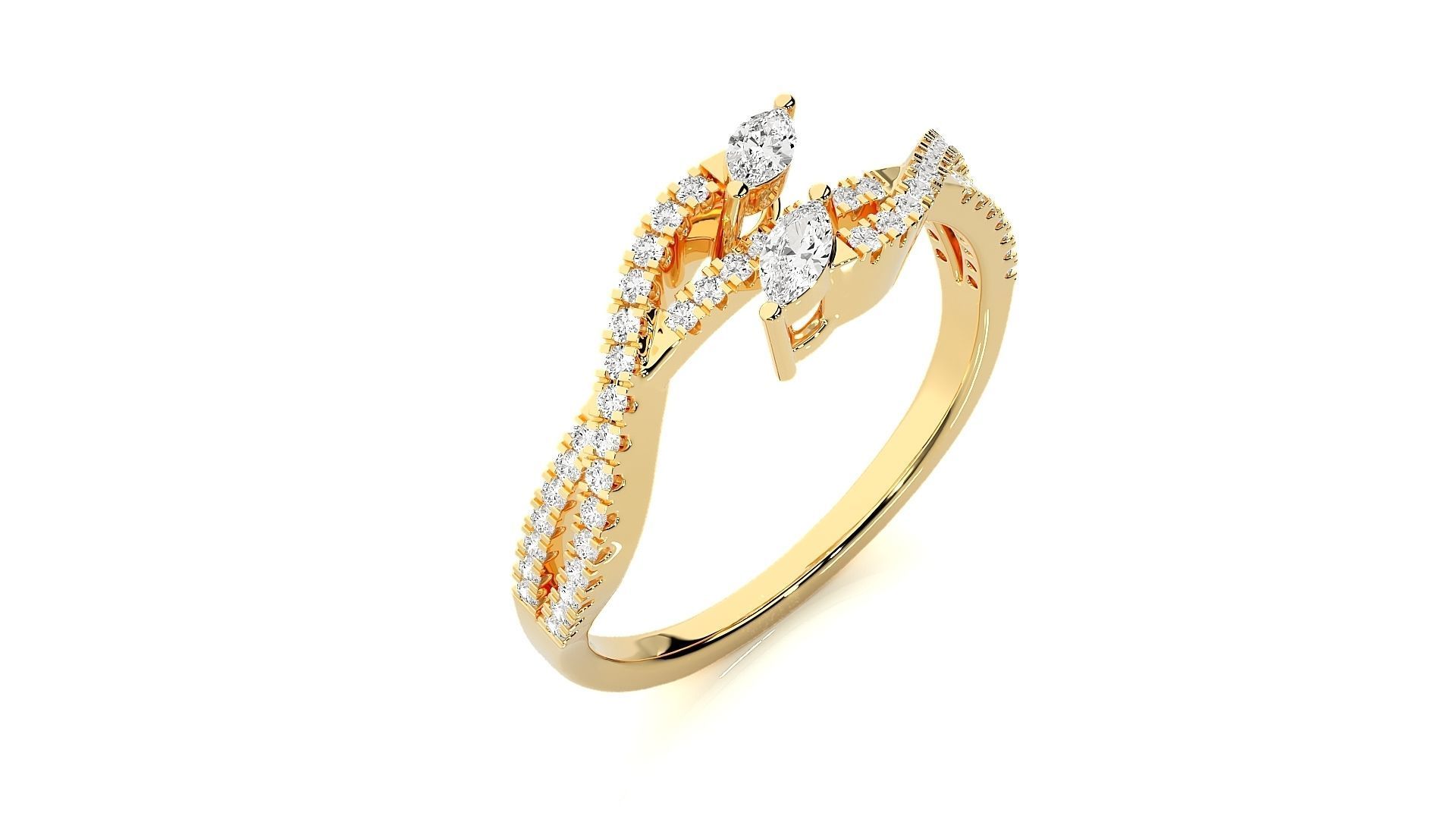 Marquise Diamonds High Jewelry Cocktail Ring 3dm stl renders 3D print model_9