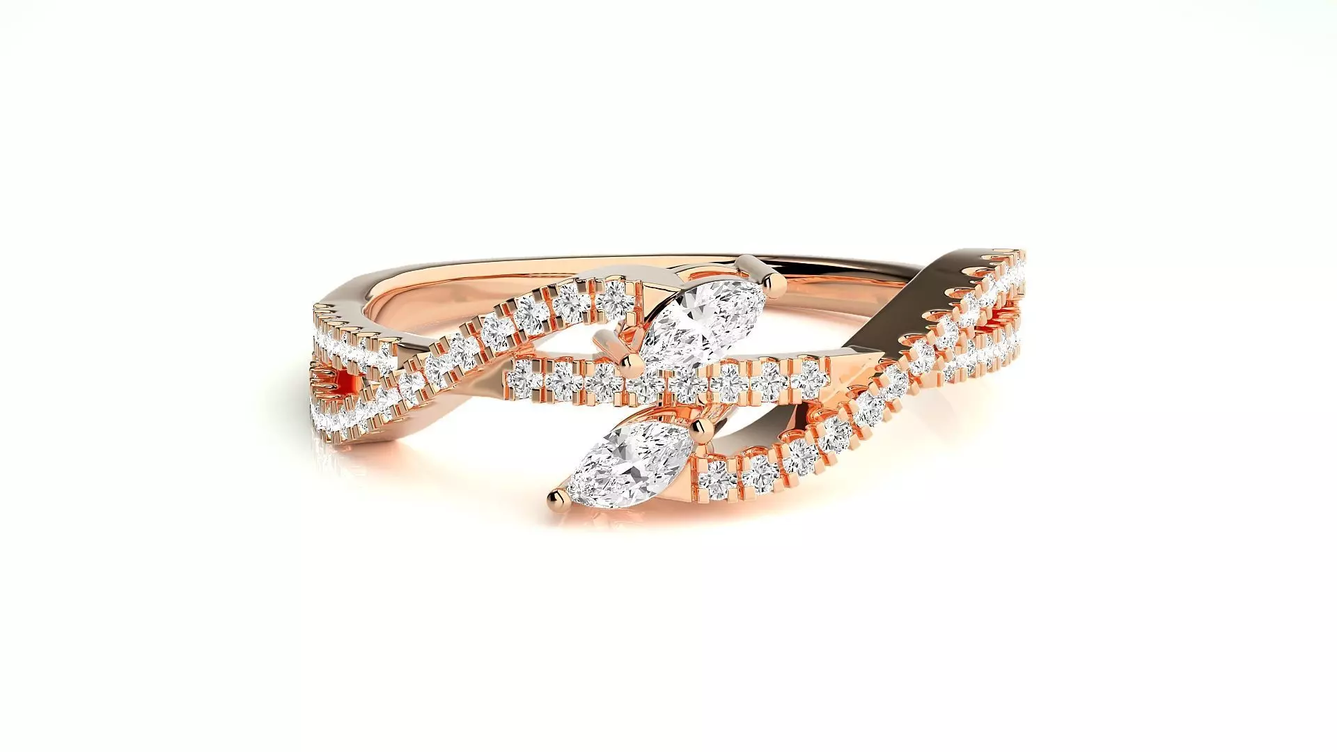 Marquise Diamonds High Jewelry Cocktail Ring 3dm stl renders 3D print model_0