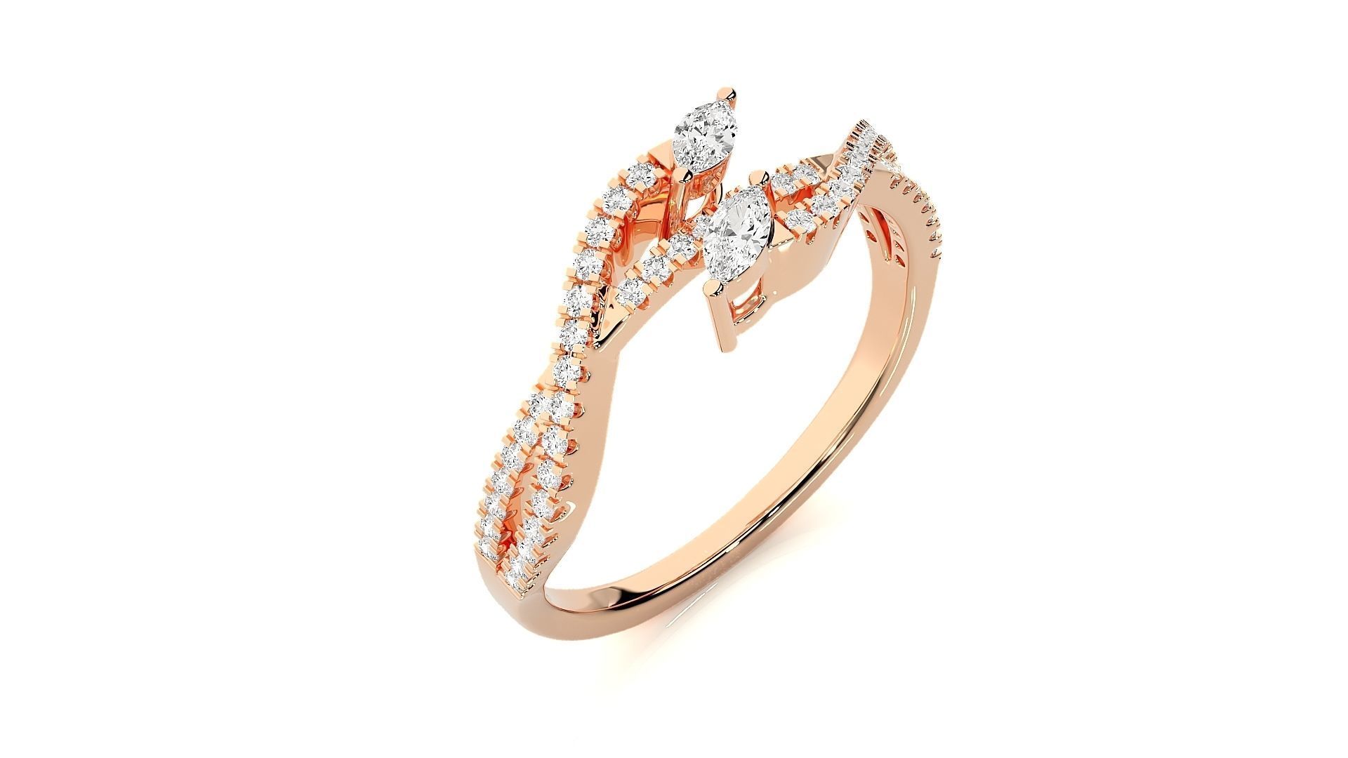 Marquise Diamonds High Jewelry Cocktail Ring 3dm stl renders 3D print model_2