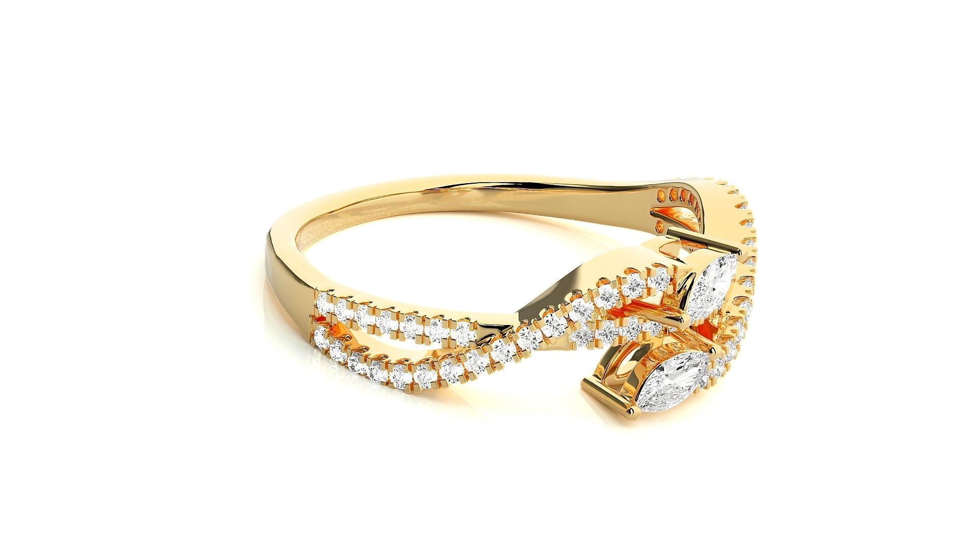 Marquise Diamonds High Jewelry Cocktail Ring 3dm stl renders 3D print model_8