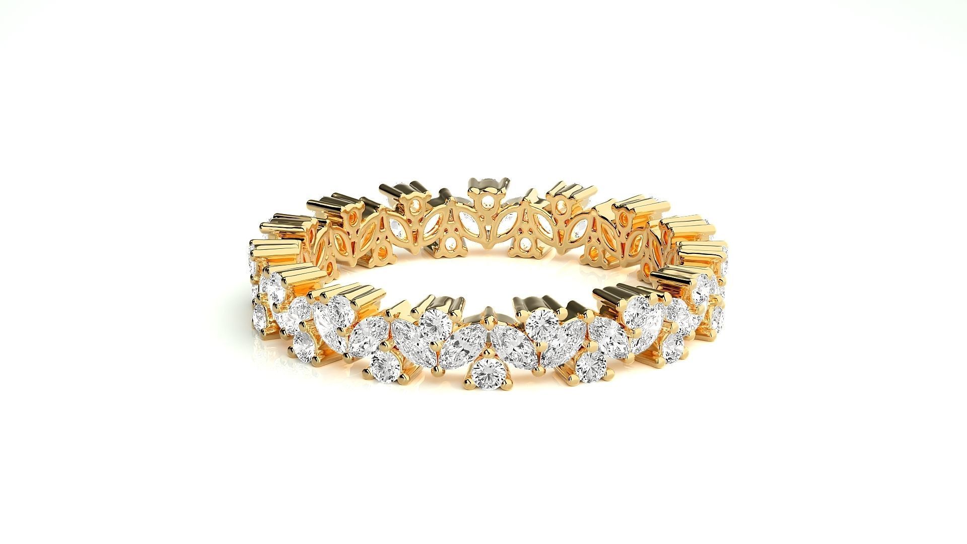 Marquise Diamonds High Jewelry Cocktail Ring 3dm stl renders 3D print model_7