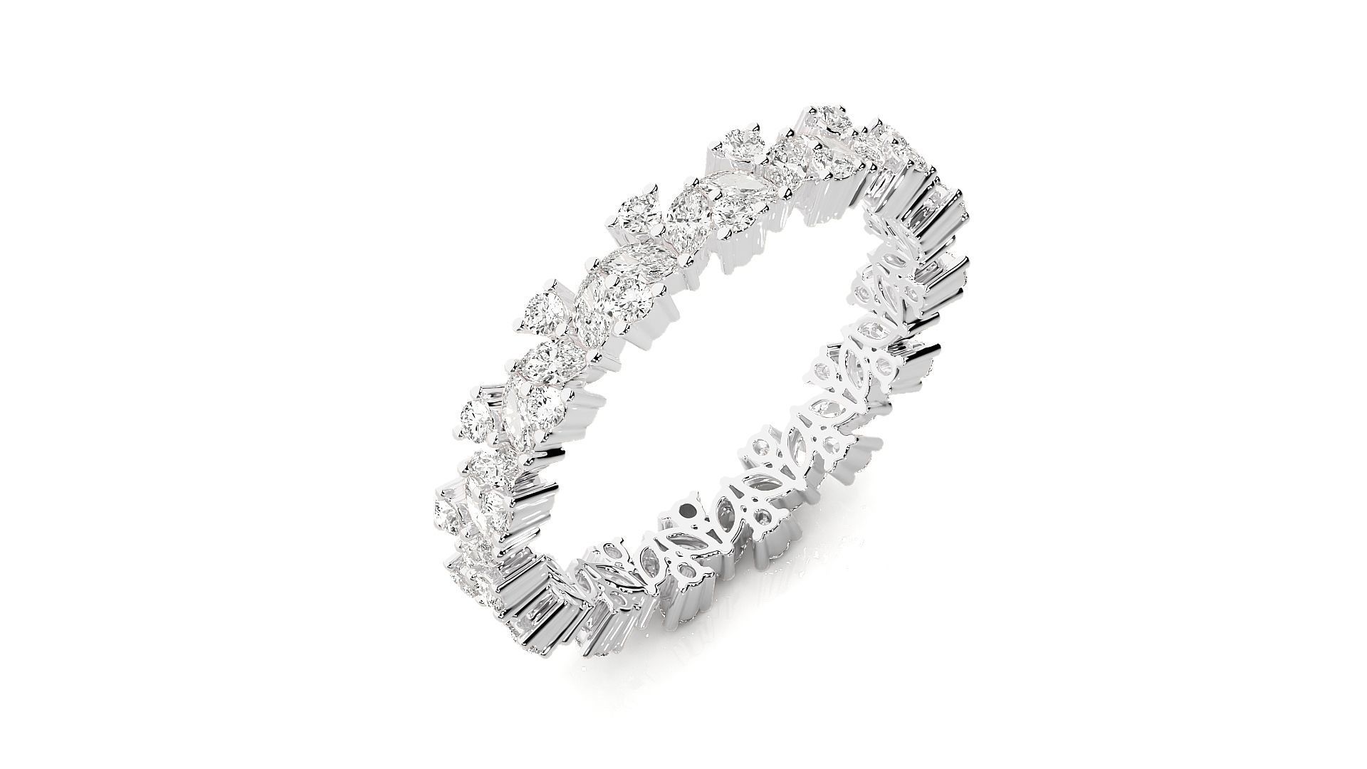 Marquise Diamonds High Jewelry Cocktail Ring 3dm stl renders 3D print model_6