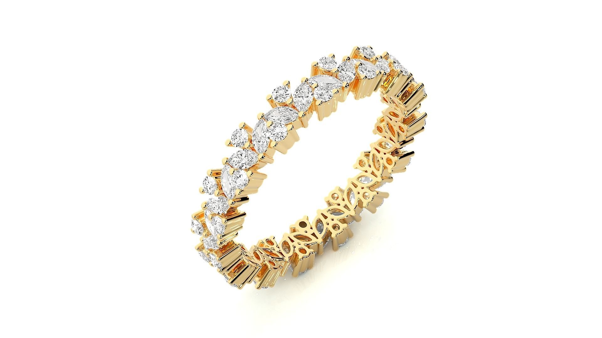 Marquise Diamonds High Jewelry Cocktail Ring 3dm stl renders 3D print model_9