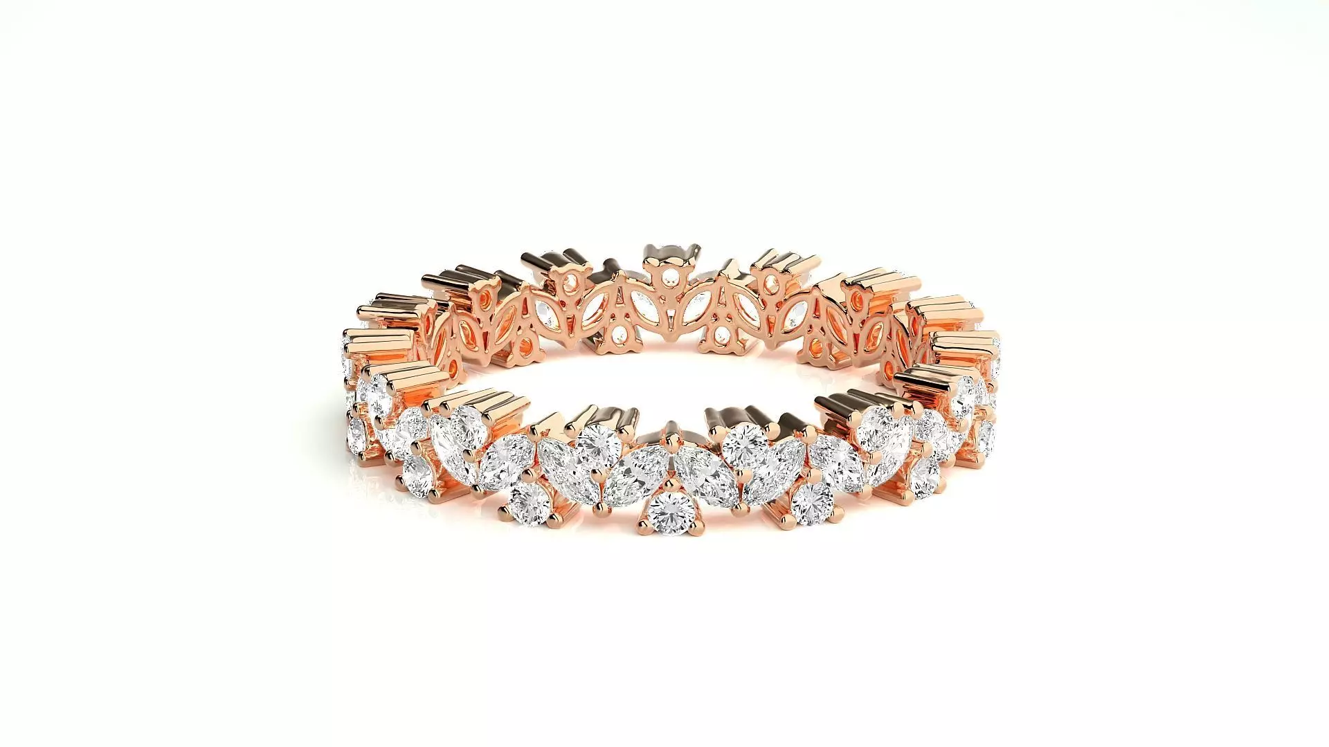 Marquise Diamonds High Jewelry Cocktail Ring 3dm stl renders 3D print model_0