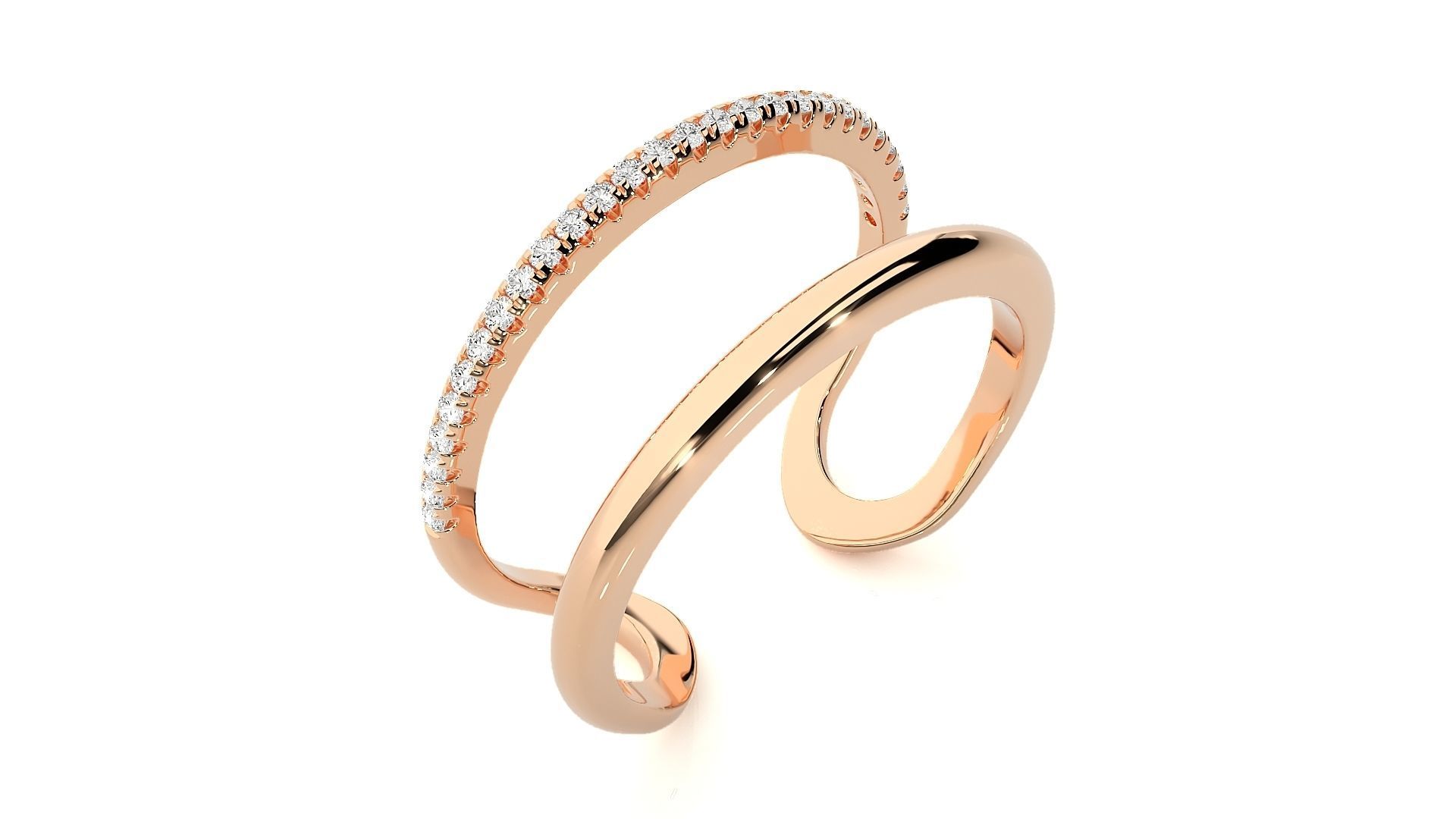 Wire Rim High Jewelry Cocktail Ring 3dm stl renders details 3D print model_2